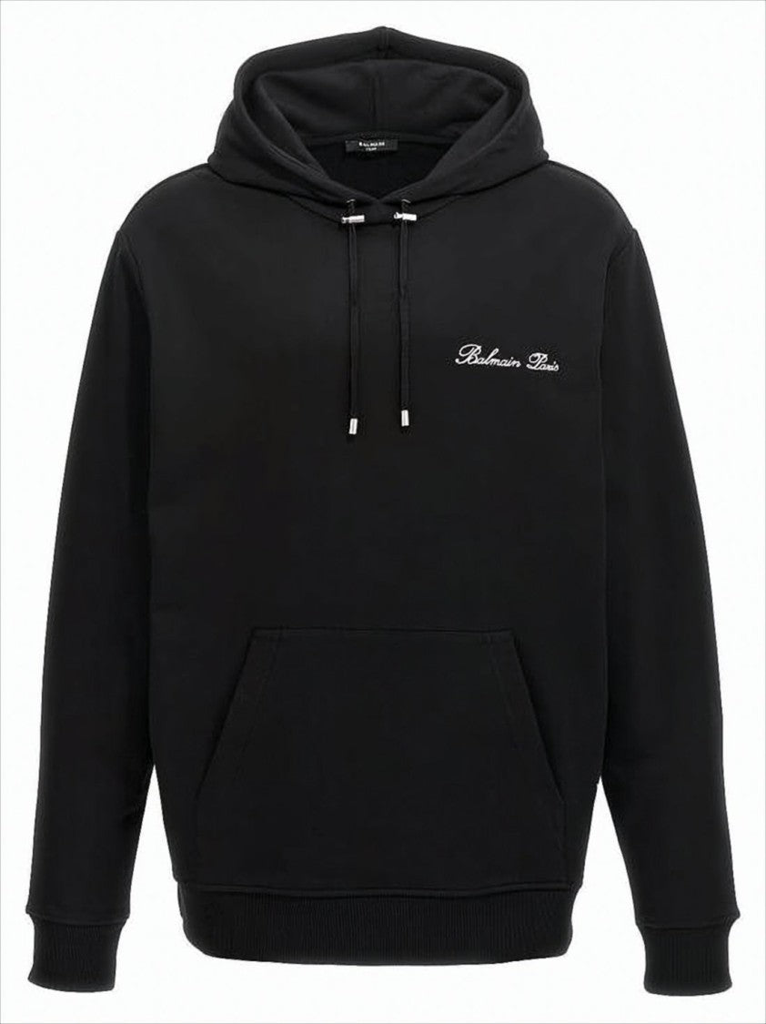 Minimalist Black Hoodie With Drawstring And Front Pocket