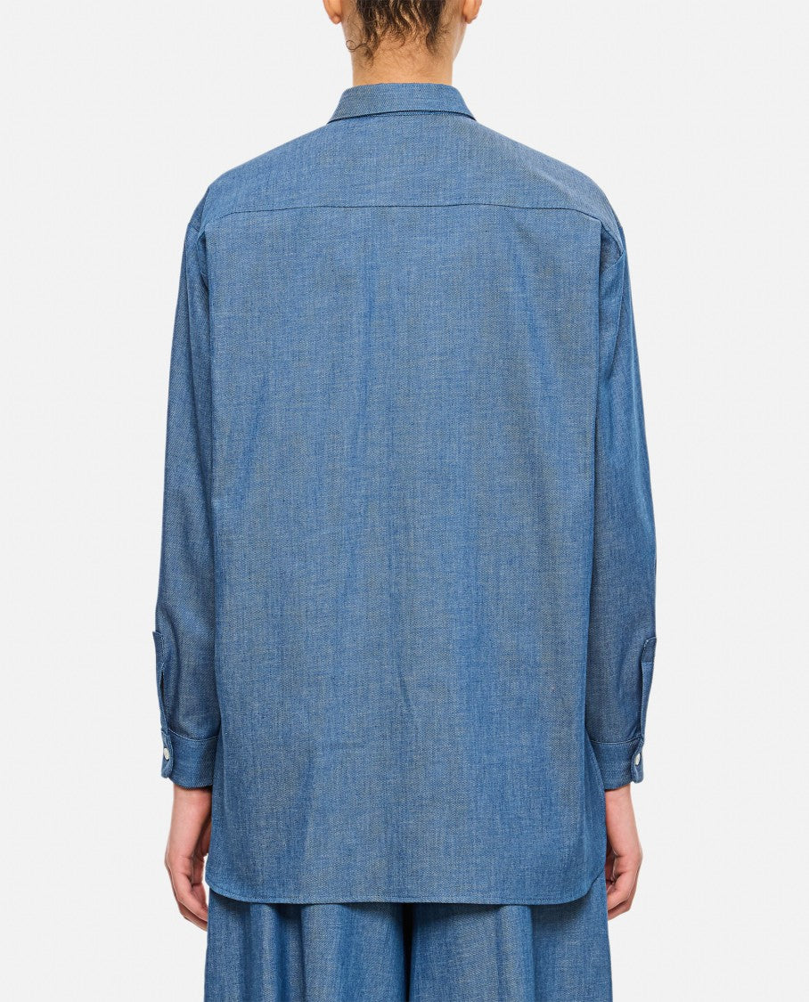 Pointed Collar Button-Up Shirt