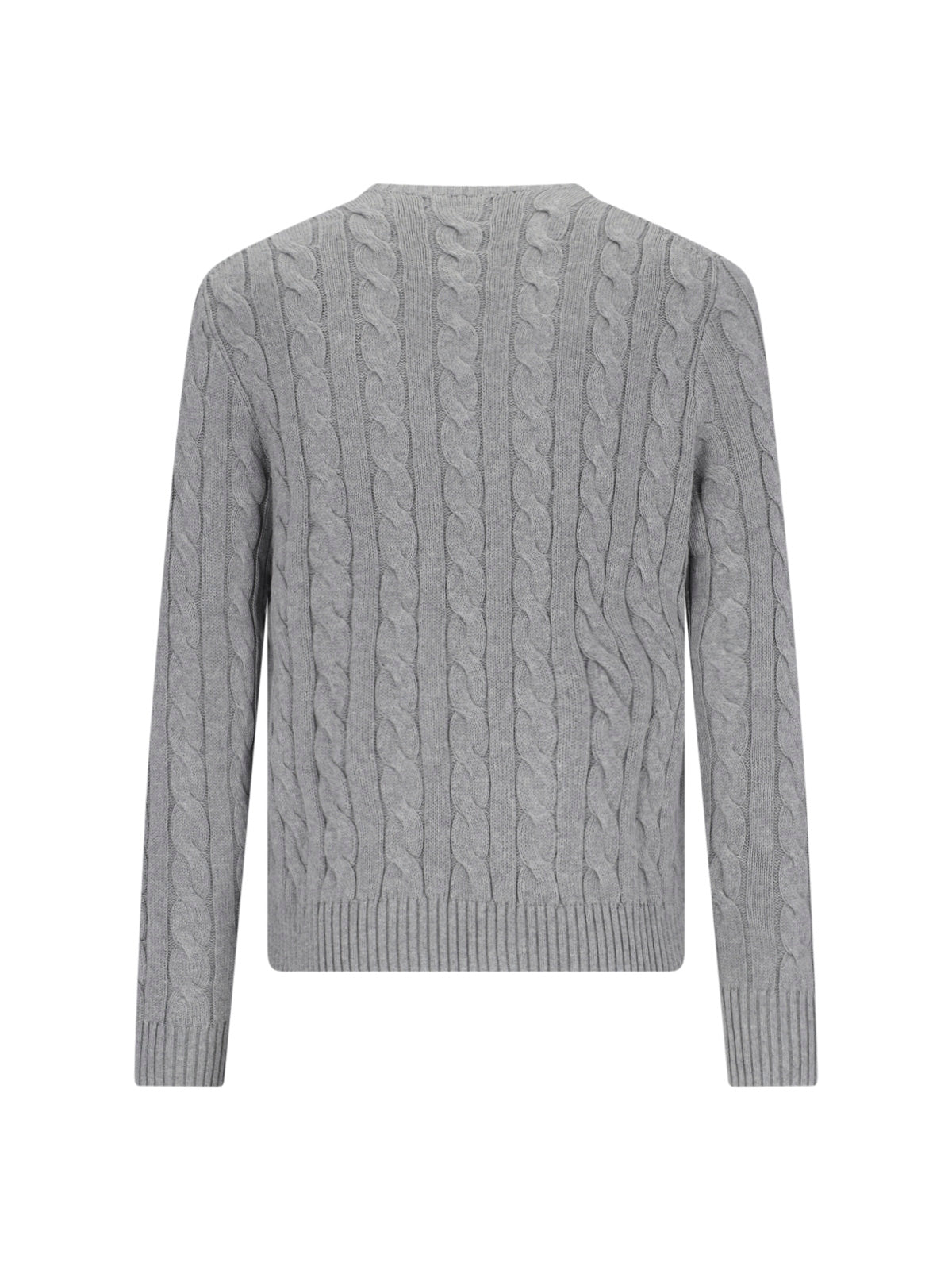 Grey Textured Knit Crewneck Sweater