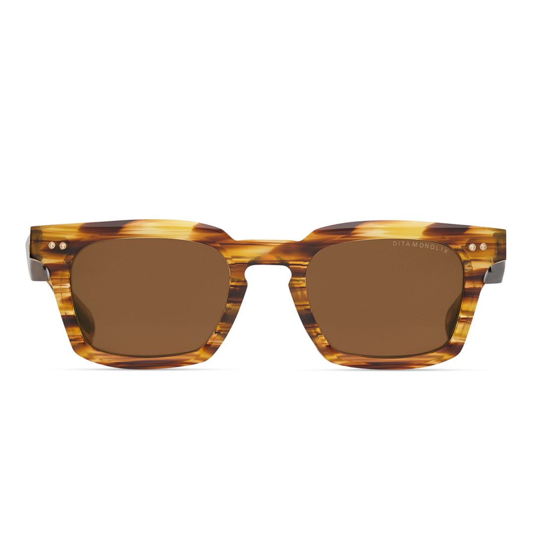 Monolix Bold Rectangular Tortoiseshell Sunglasses with Metallic Accents
