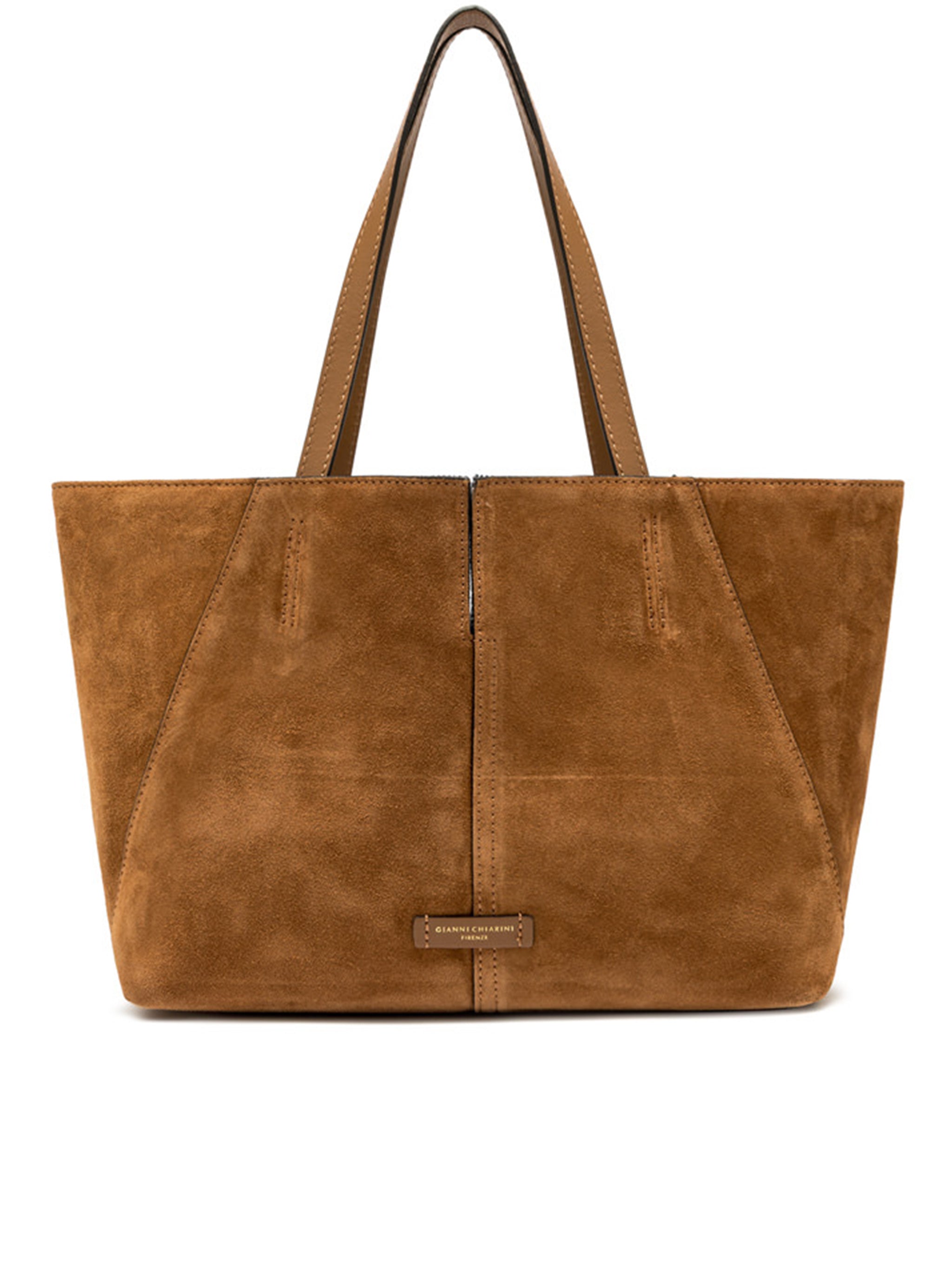 Maya Structured Brown Suede Leather Tote