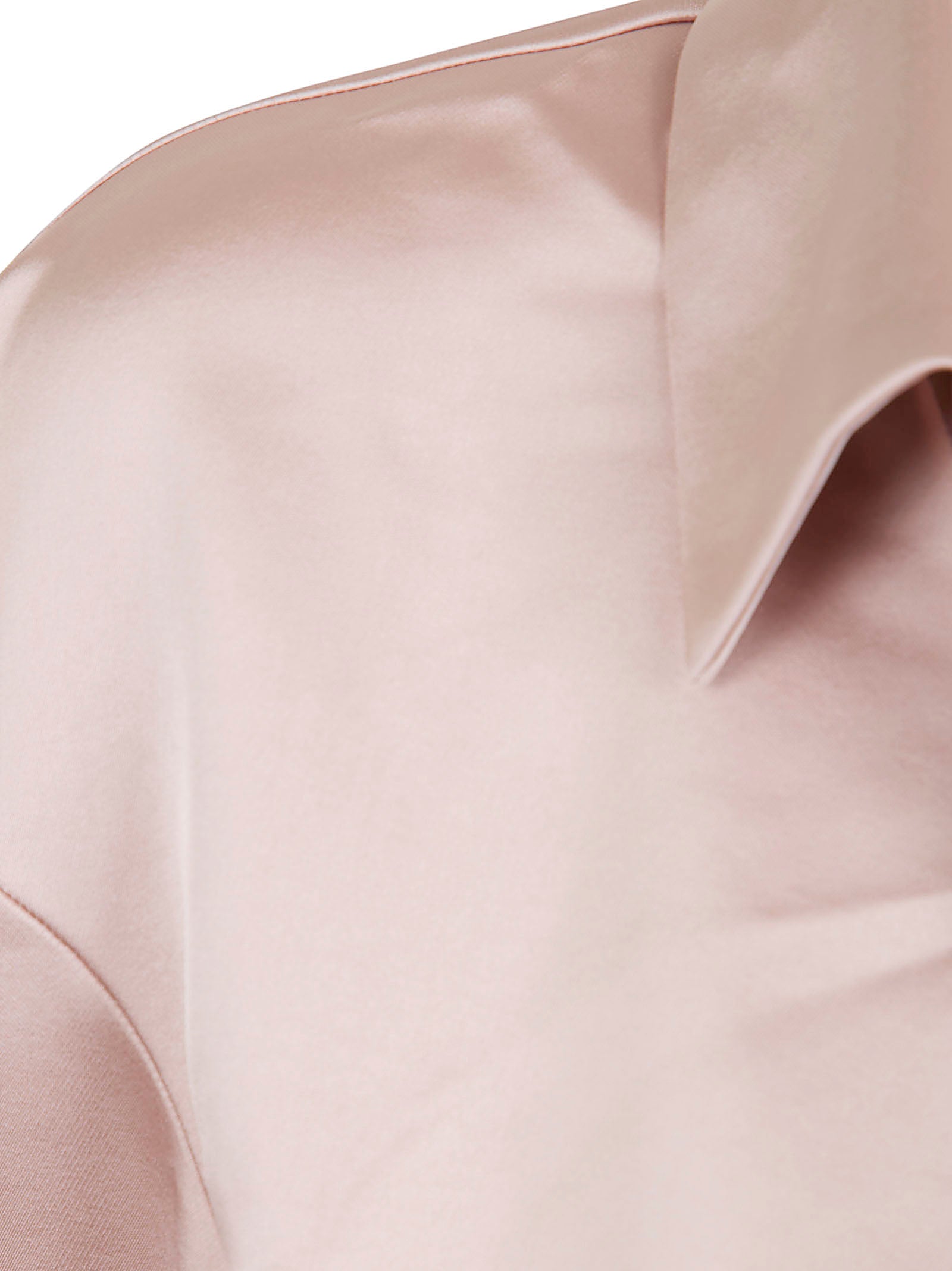 Deep V-Neckline Wide Collar Satin Blouse
