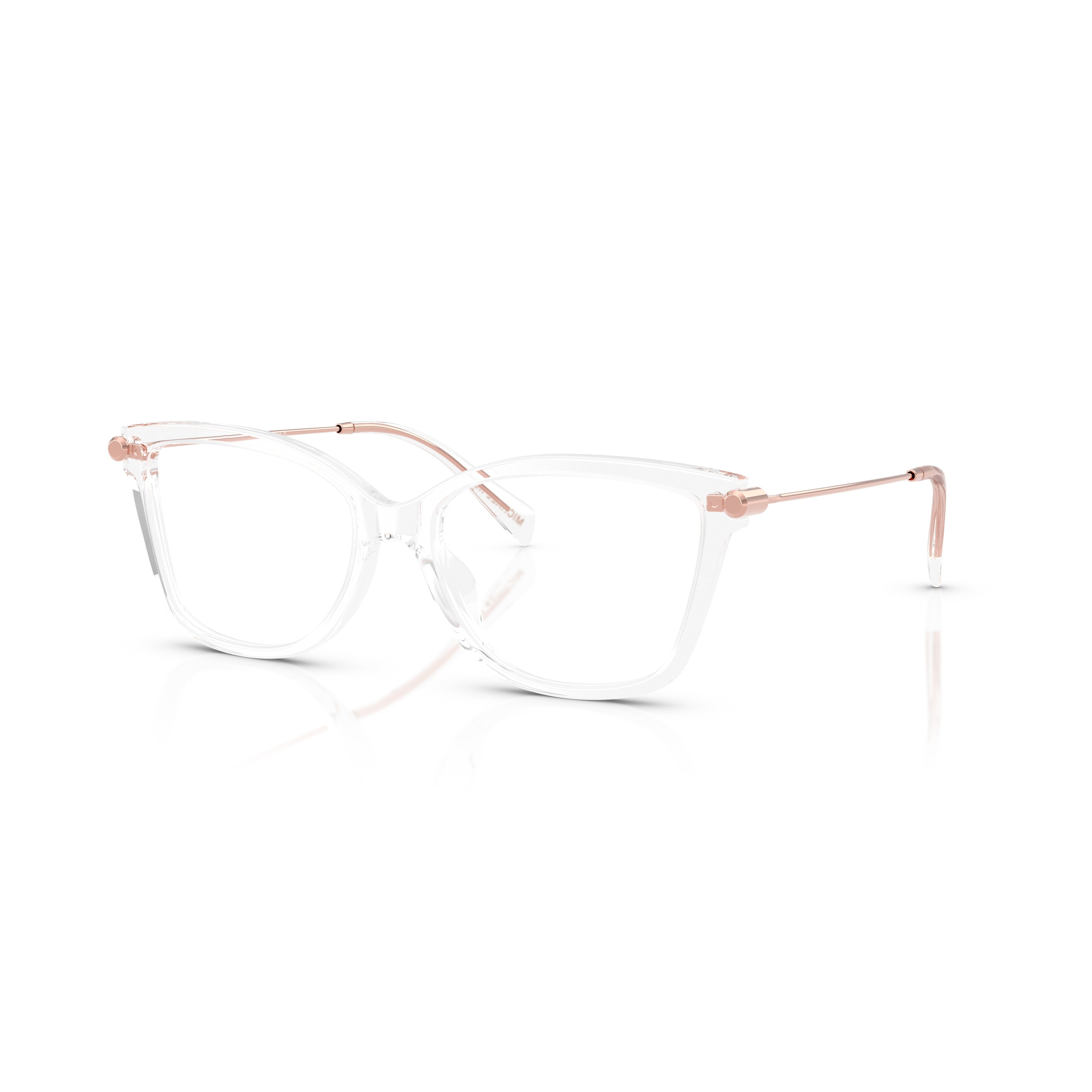 0mk4150u Transparent Acetate Cat-Eye Eyeglasses with Rose Gold Temples