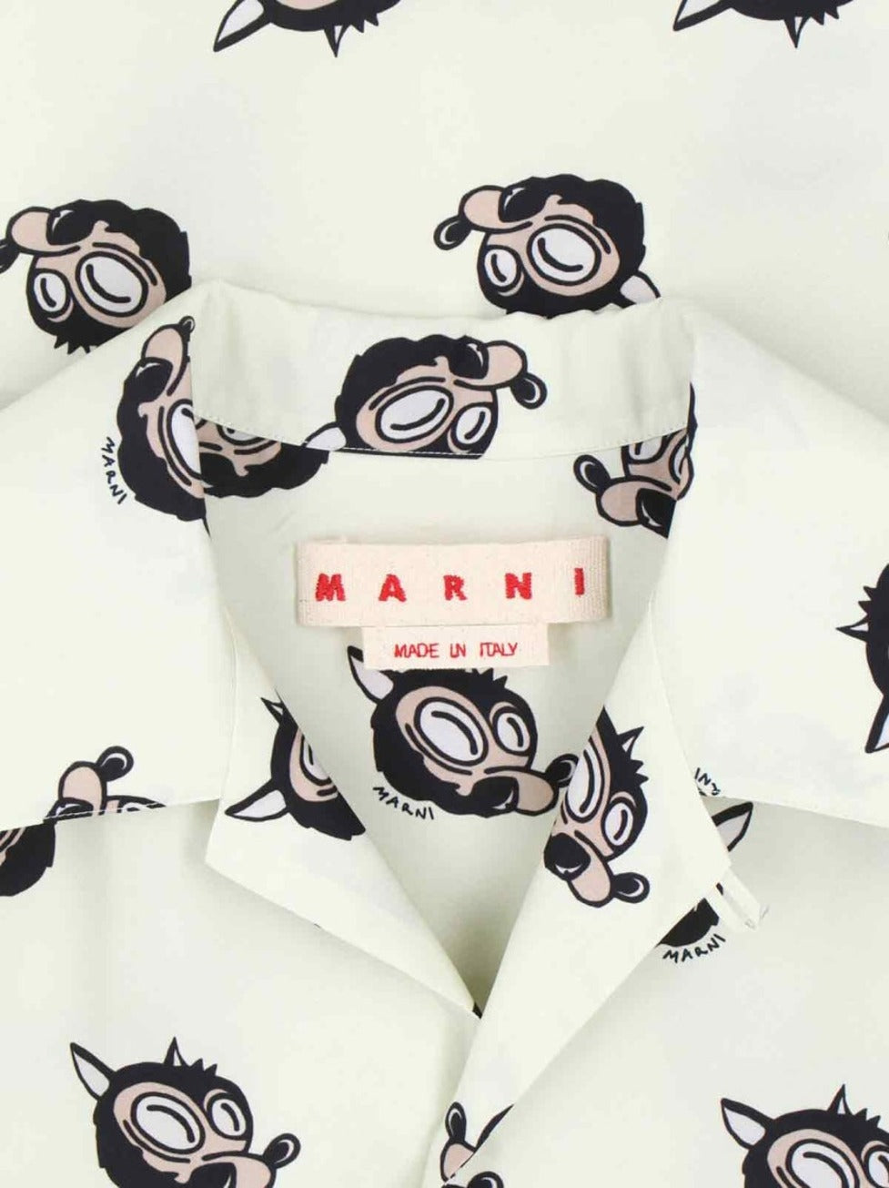 Printed Camp Collar Shirt – Cream