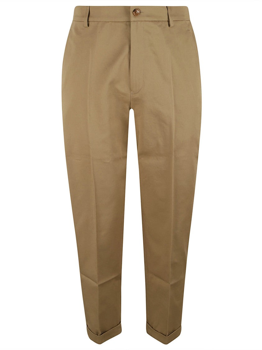 Tailored Beige Trousers With Button Closure