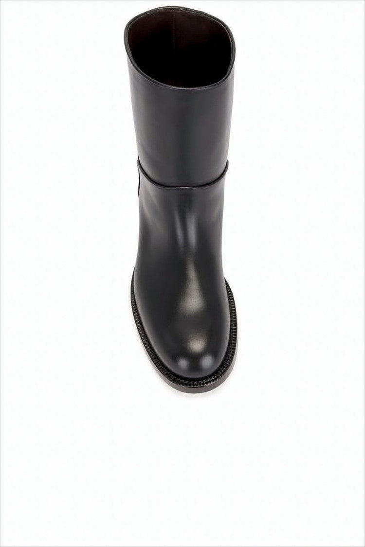 Minimalist Black Calf Leather Ankle Boots