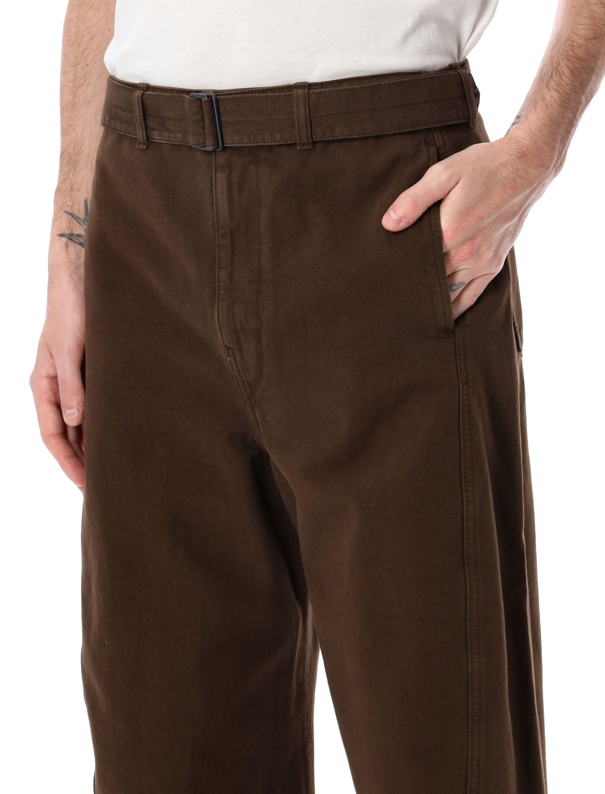 Belted Twisted Twill Trousers