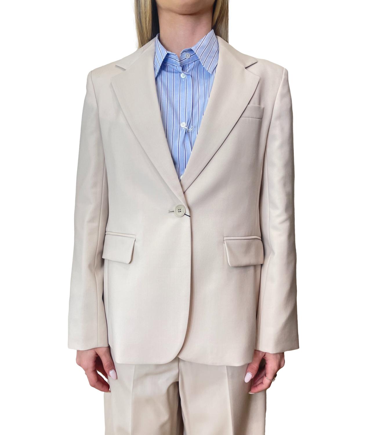 Beige Virgin Wool Casual Jacket