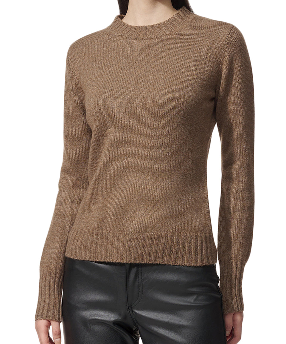 Relaxed Cashmere Knit Sweater with Ribbed Trim