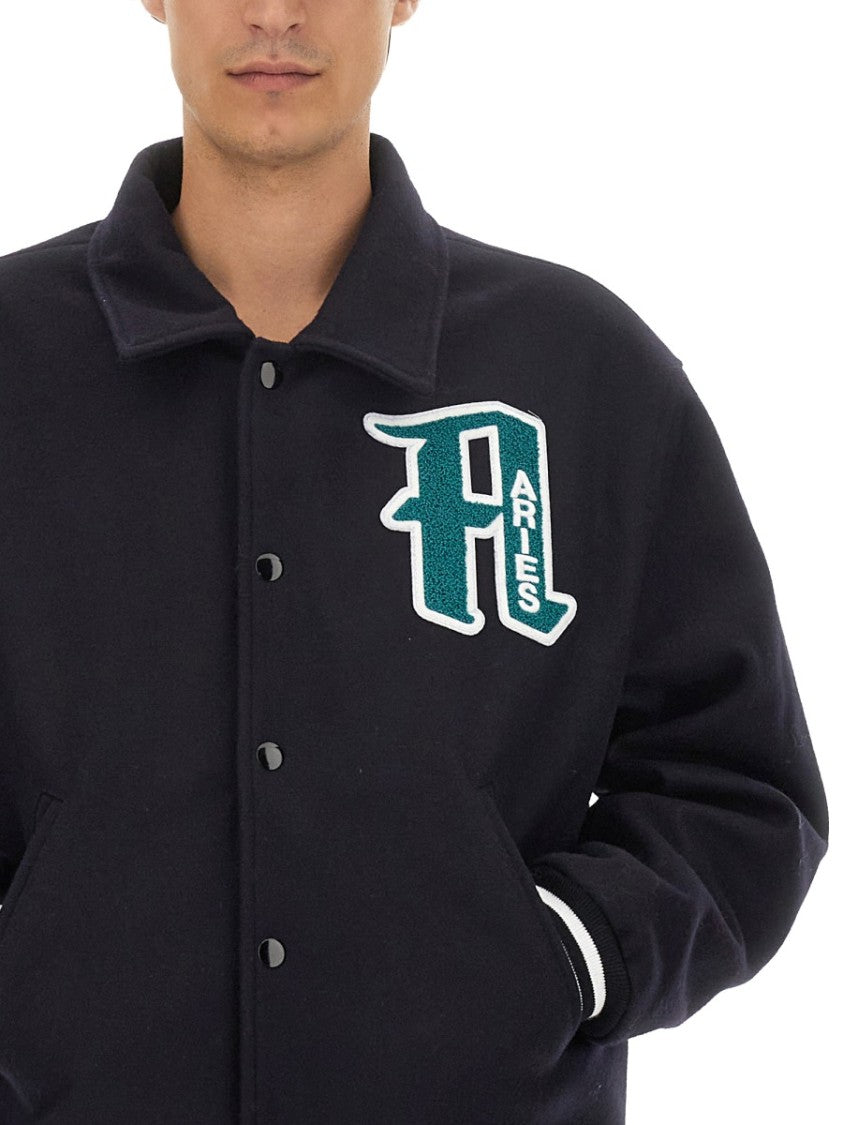 Embroidered Wool Varsity Jacket