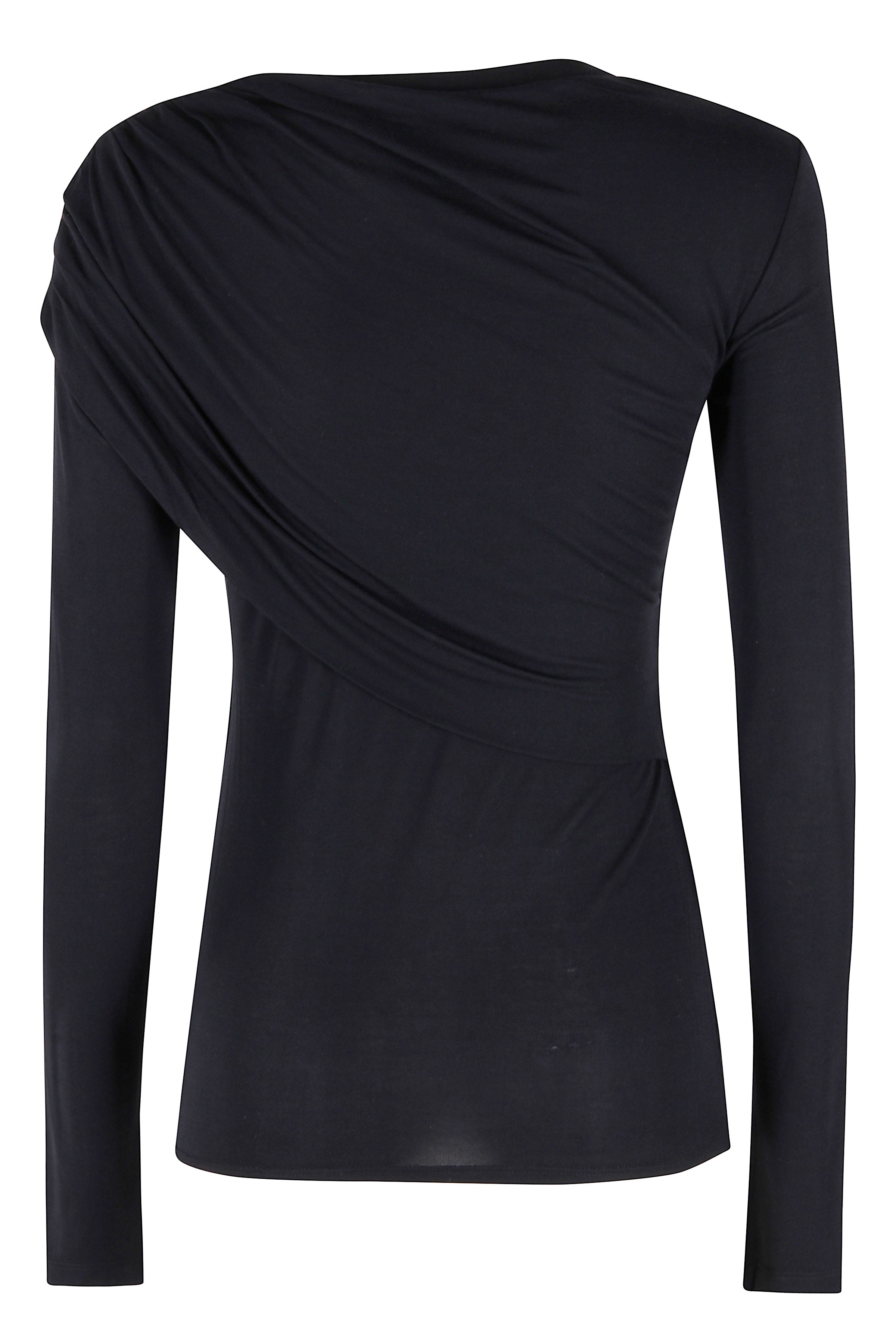 Draped Long-Sleeved Top With Fitted Silhouette