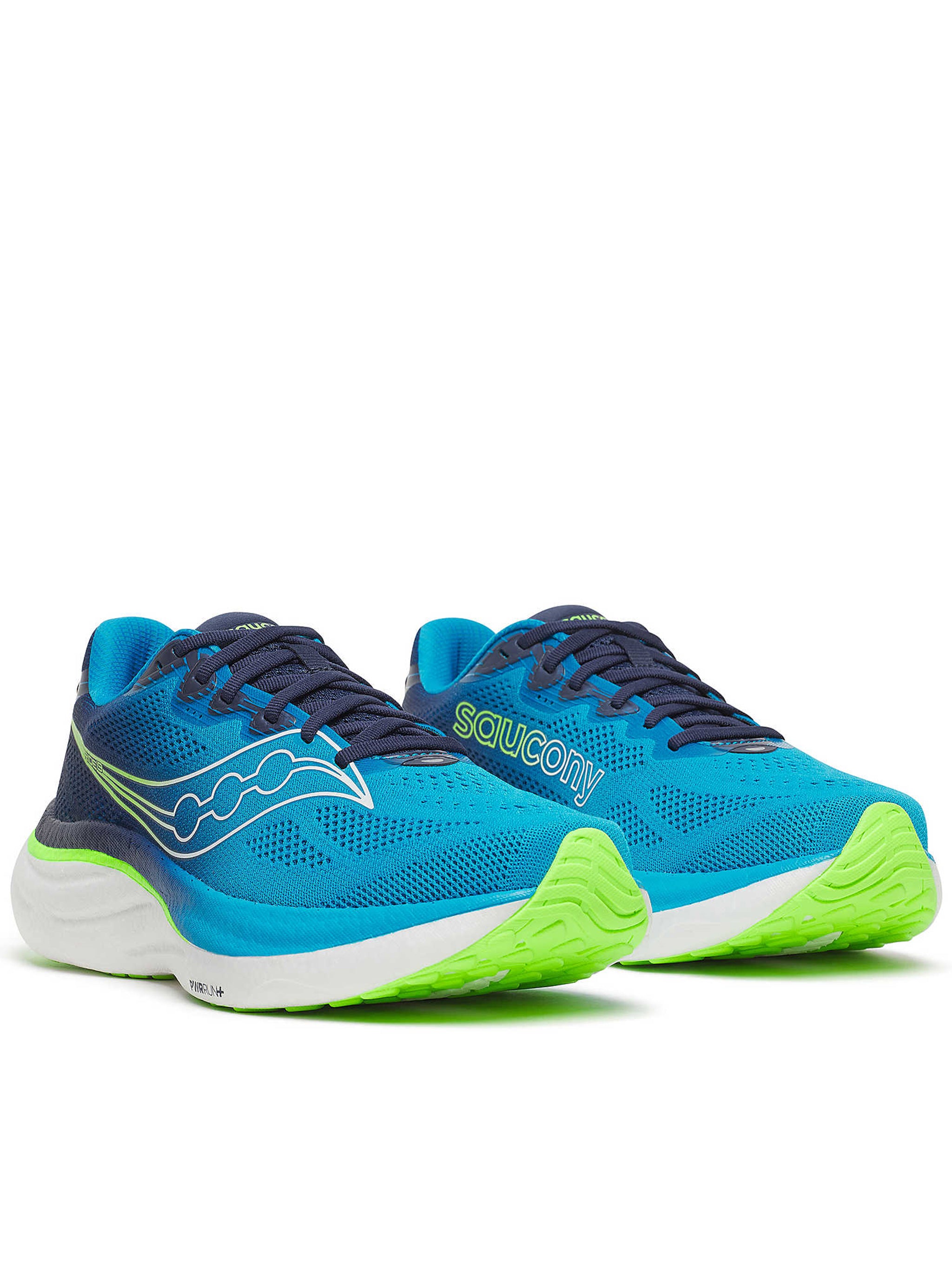 Breathable Blue Running Sneakers with Neon Accents