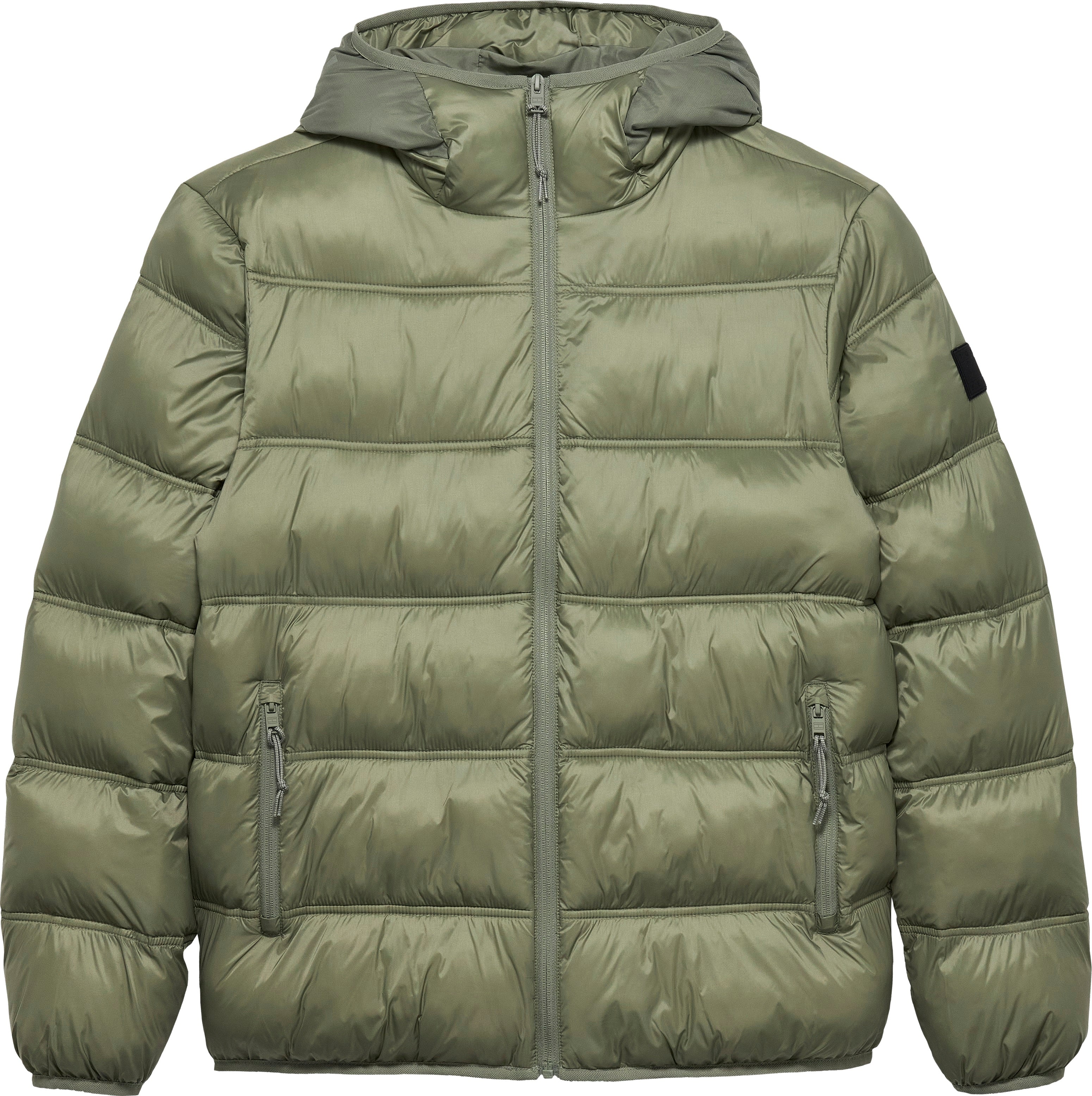 Quilted Green Padded Jacket With Zip Closure
