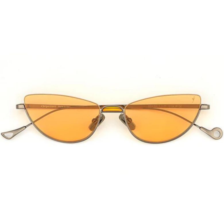 Odaiba C.3-67 Narrow Cat-Eye Sunglasses with Amber-Tinted Lenses