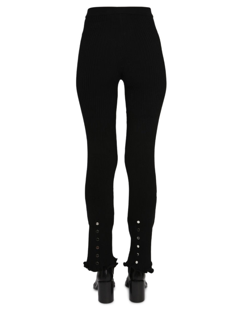 Ribbed Flare Leggings With Elastic Waistband