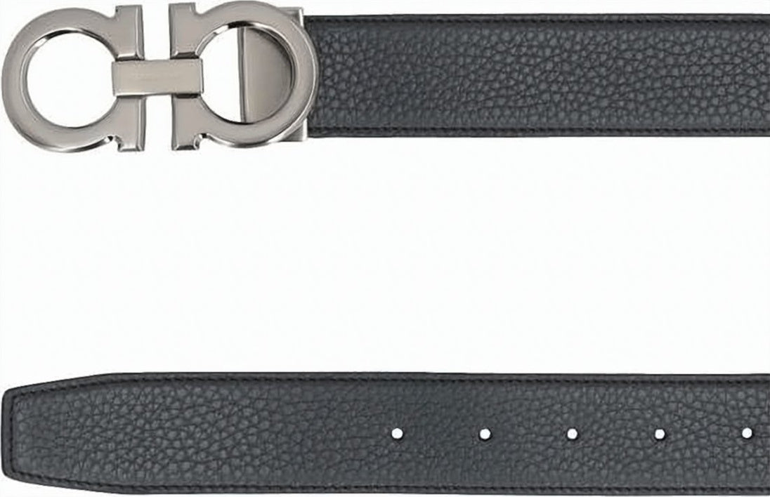 Textured Calf Leather Reversible Belt