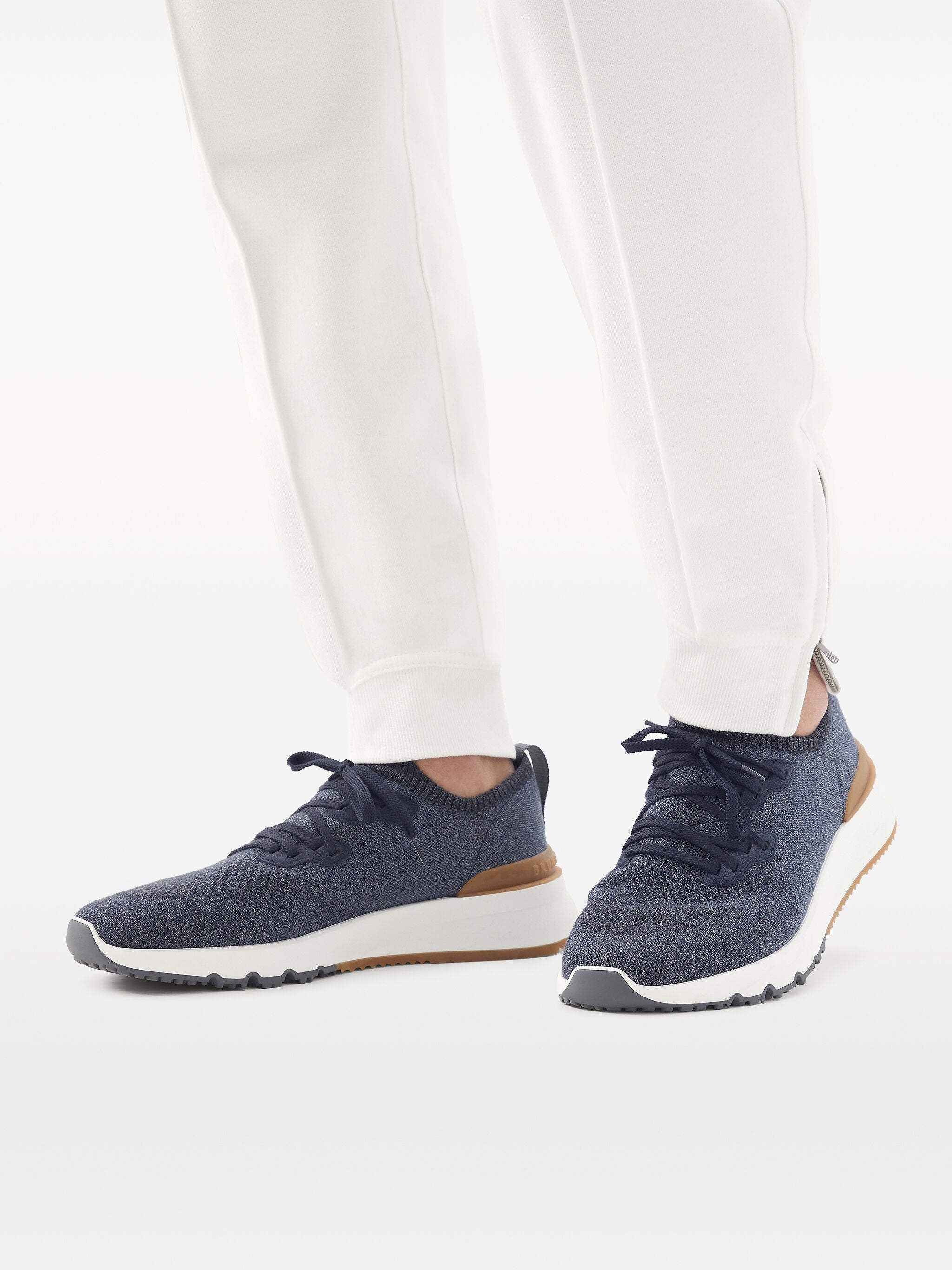 Navy Breathable Knit Runner Sneakers