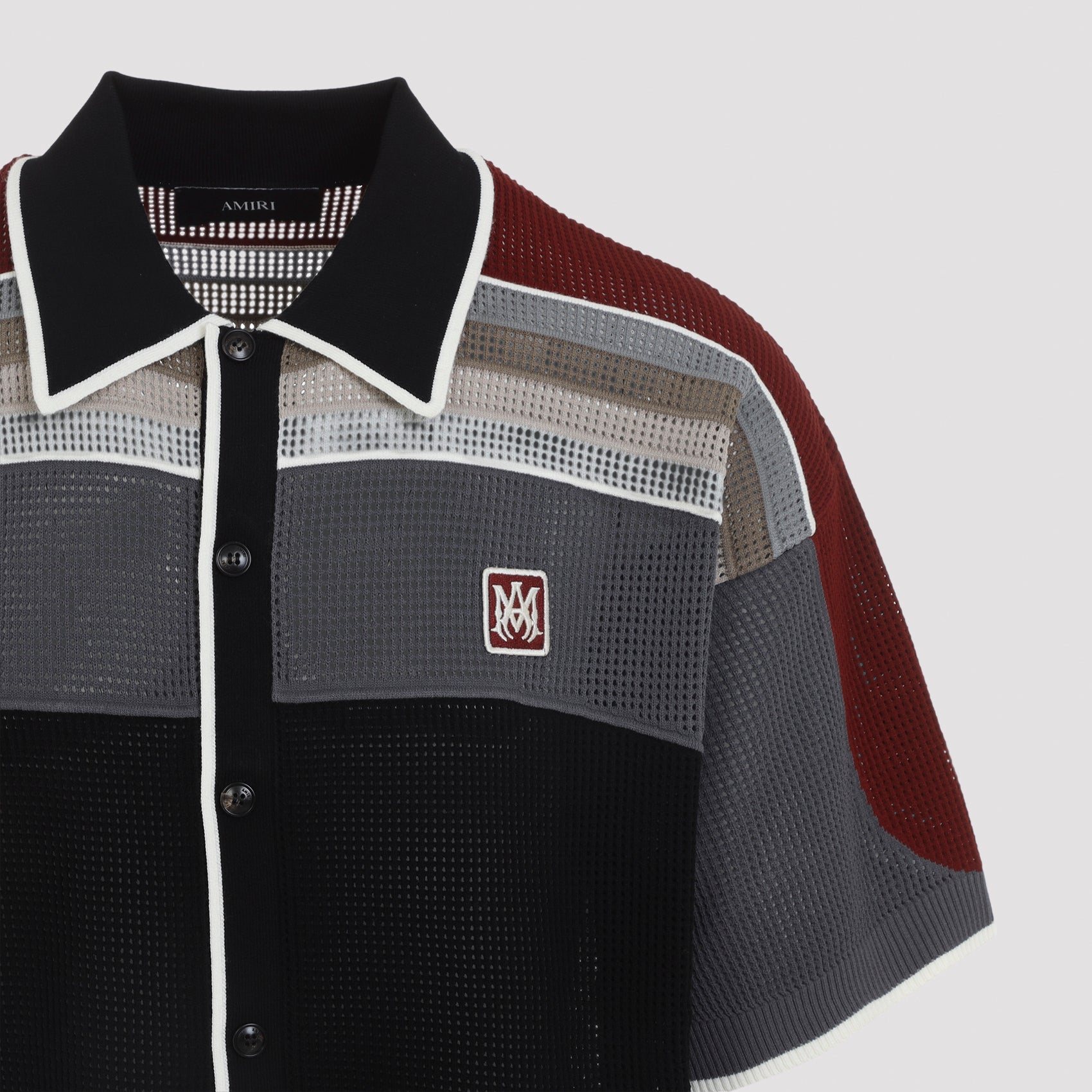 Color-Block Short-Sleeve Shirt With Button-Down Front