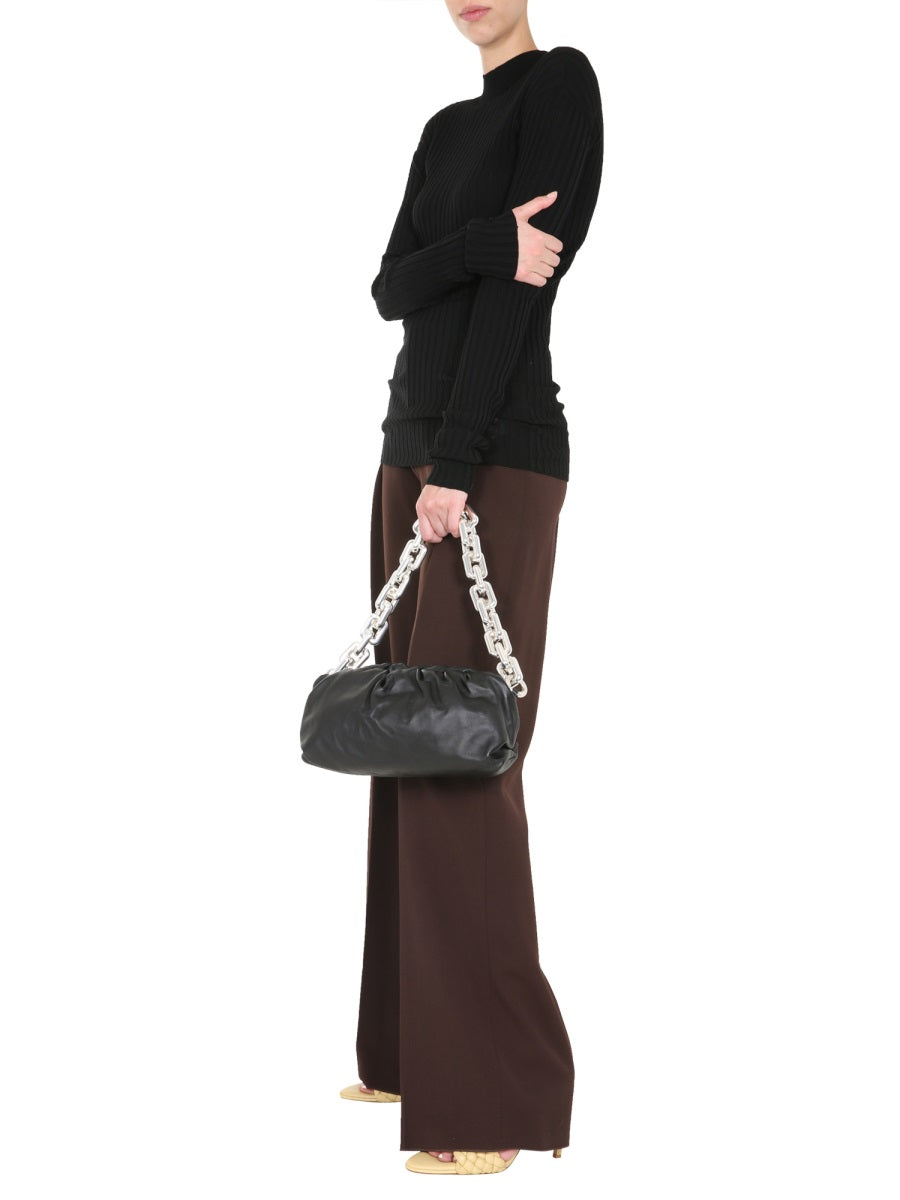 Polo Neck Turtleneck Sweater with Elongated Sleeves