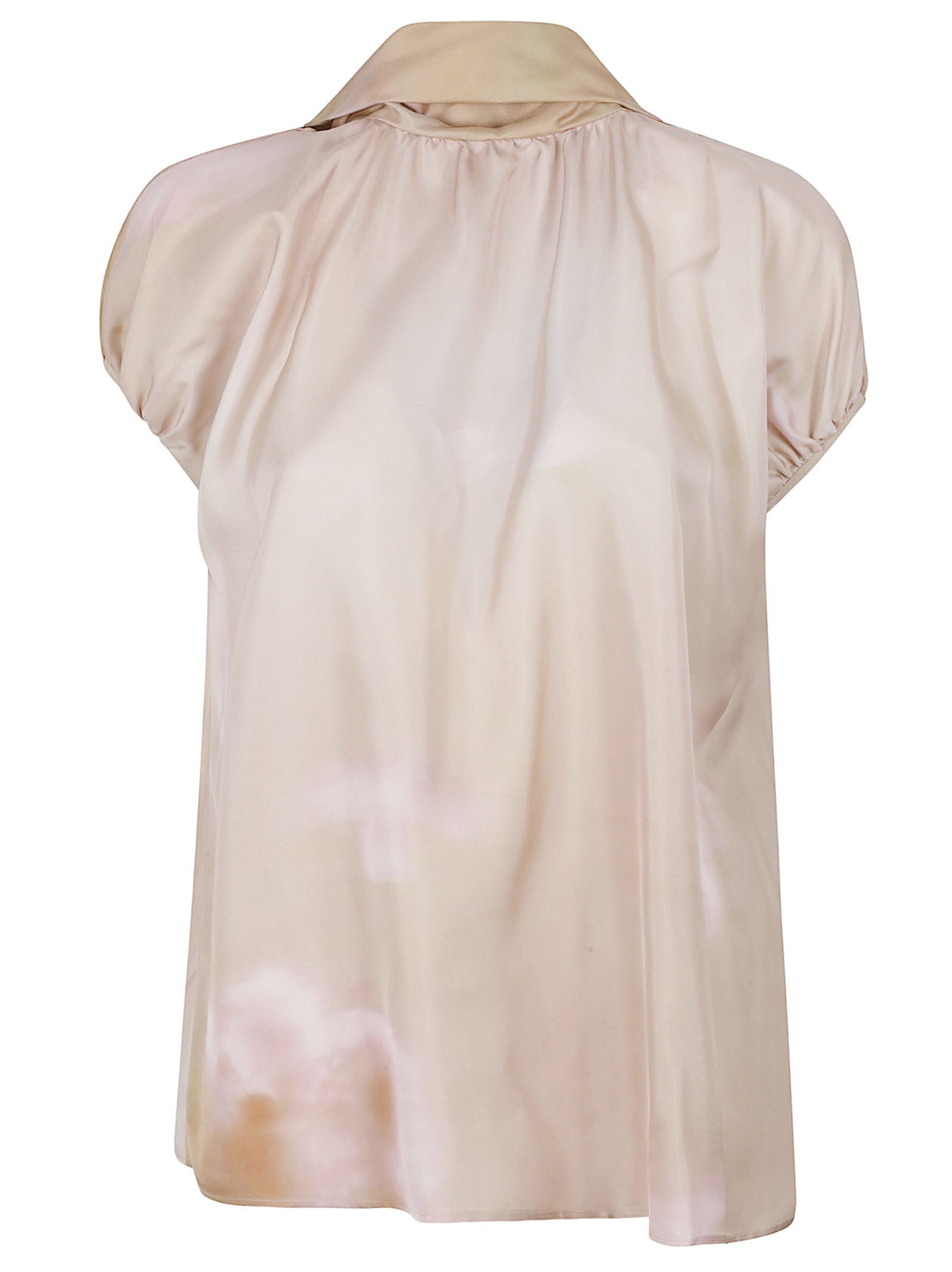 Silk Twill Top With Abstract Floral Print
