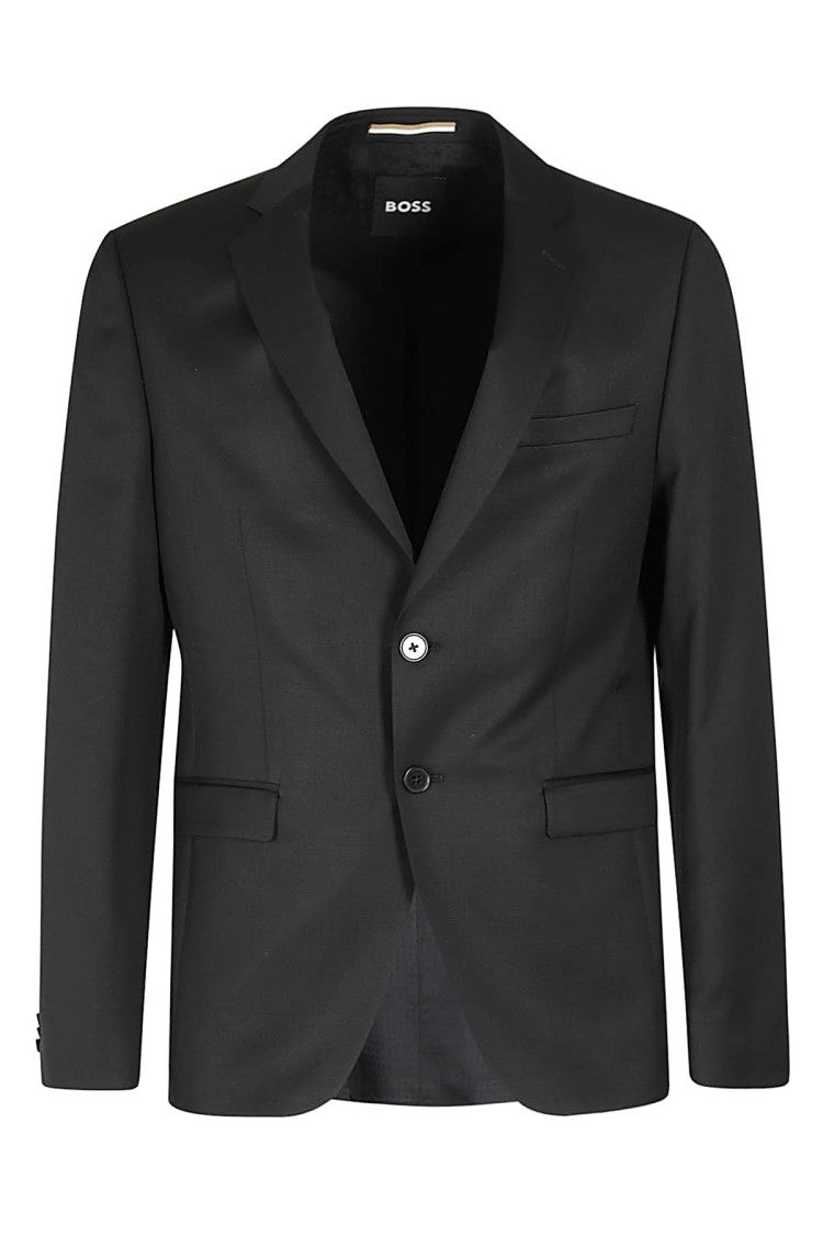 Tailored Black Wool Jacket With Notch Lapel