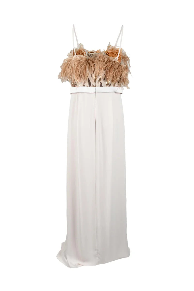 Floor-Length Dress with Leopard Print Bodice