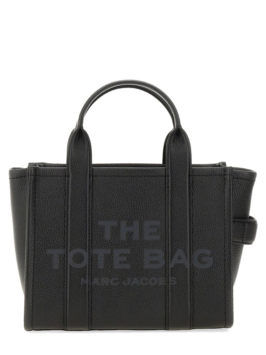 Black Textured Leather Small Structured Tote