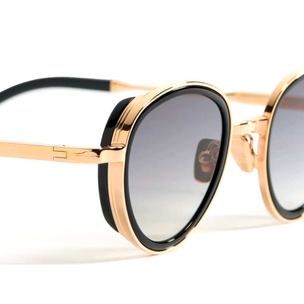 Christian Round Gradient-Tint Sunglasses with Gold and Black Accents