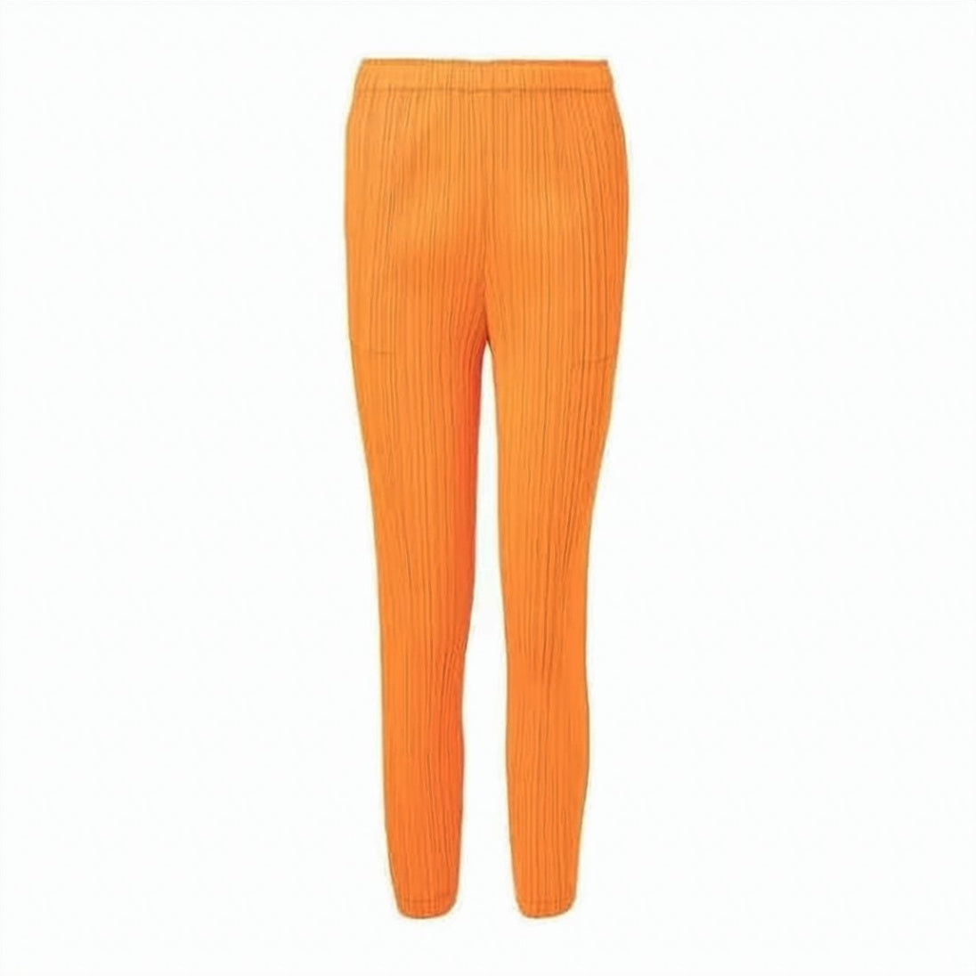Pleated Slim-Fit Tapered Pants with Elastic Waistband