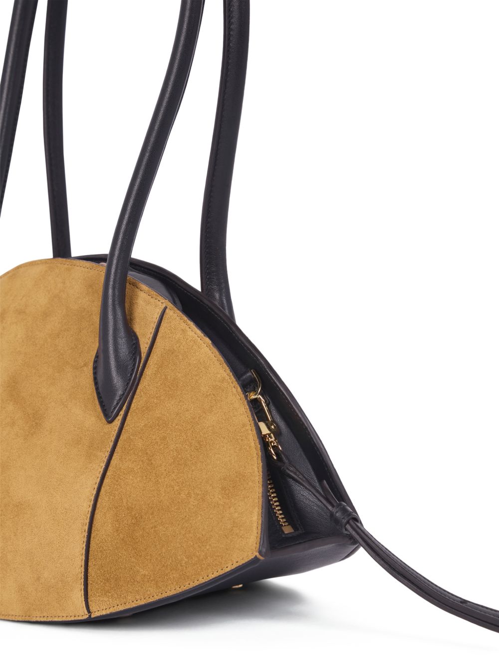 Elongated Oval Brown Bag With Structured Silhouette