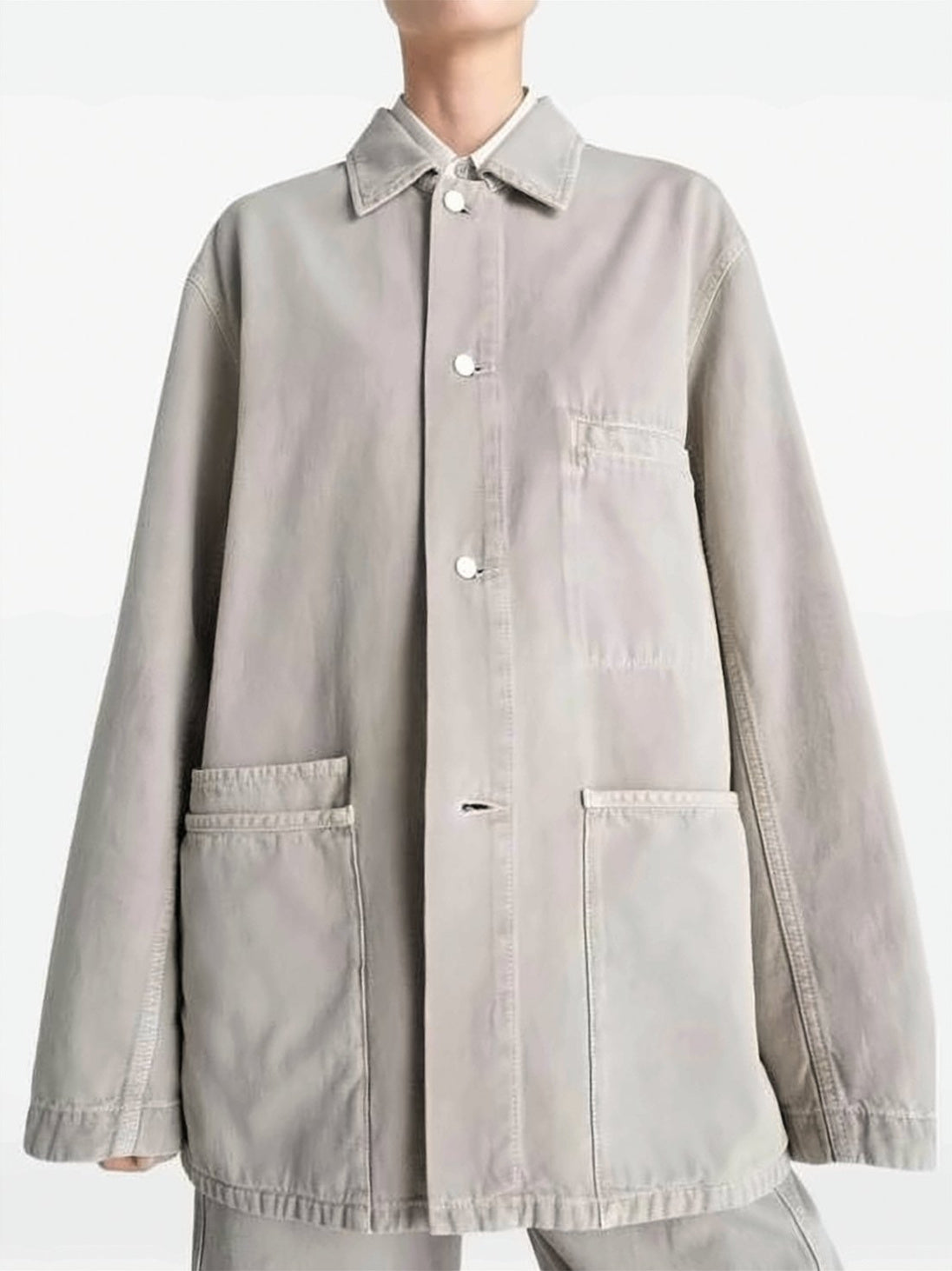 Beige Washed Cotton Patch Pocket Jacket