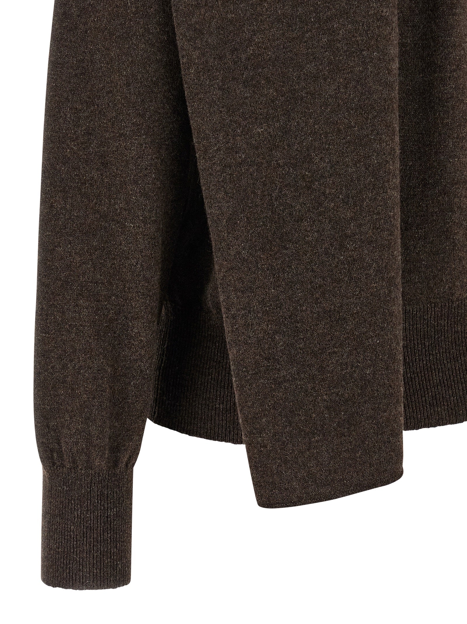 Mélange Cashmere Cardigan with Unique Scarf Insert