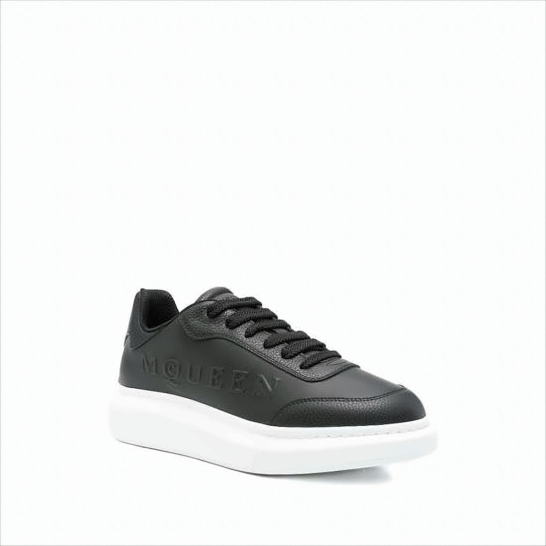 Sole Black Leather Sneakers with Embossed Branding