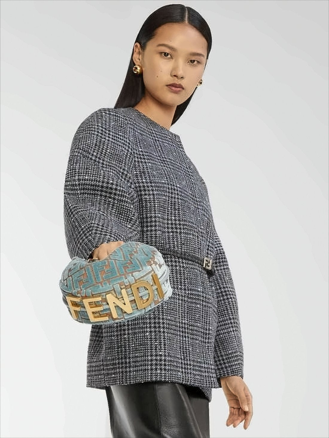 Crescent-Shaped Shoulder Bag In Plush Velvet