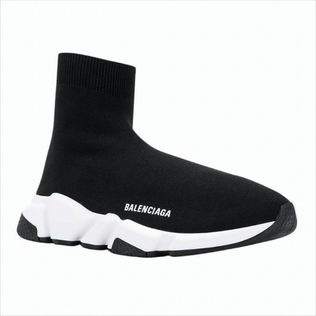 Sock-Style Black Sneakers with Chunky Sole and Minimalist Design