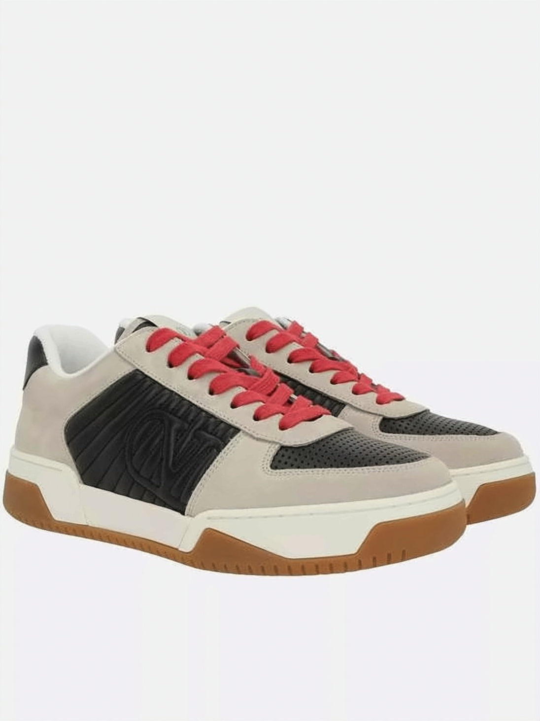 Low-Top Nappa Leather Sneakers with Embossed Logo and Vibrant Laces