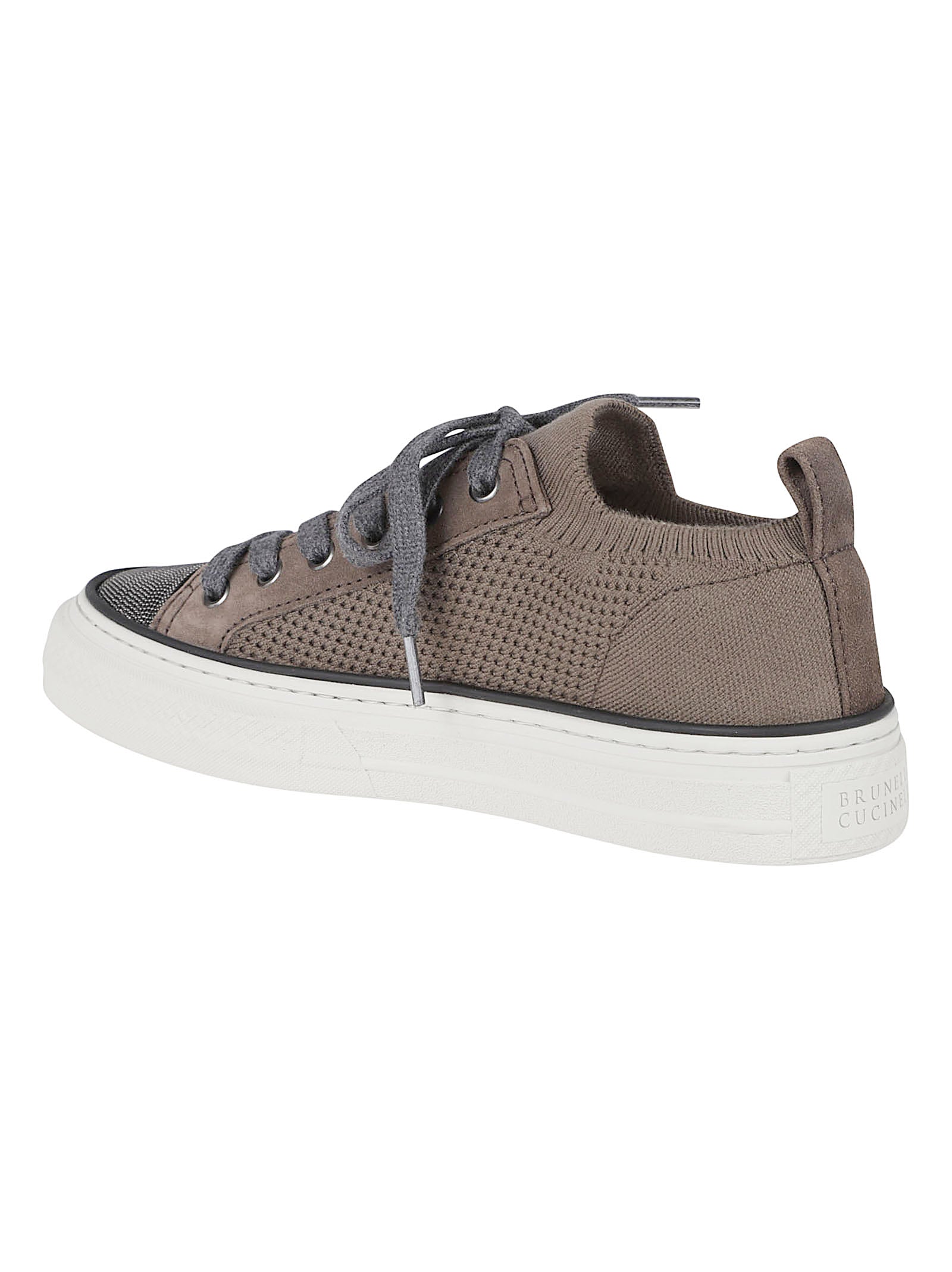 Brown Slip-On Sneakers With Textured Upper