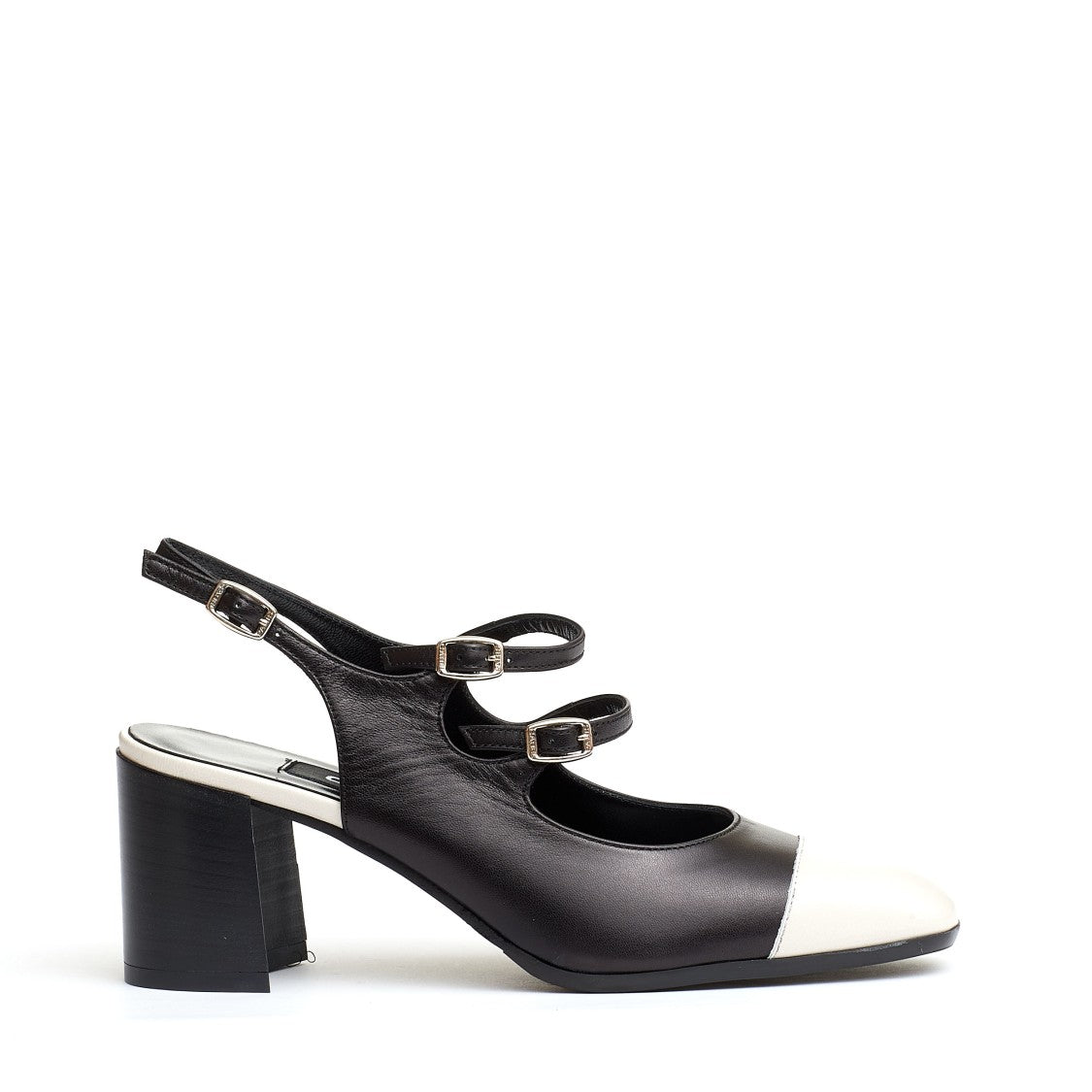Slingback Straps Black And Cream Heel 80 Mm