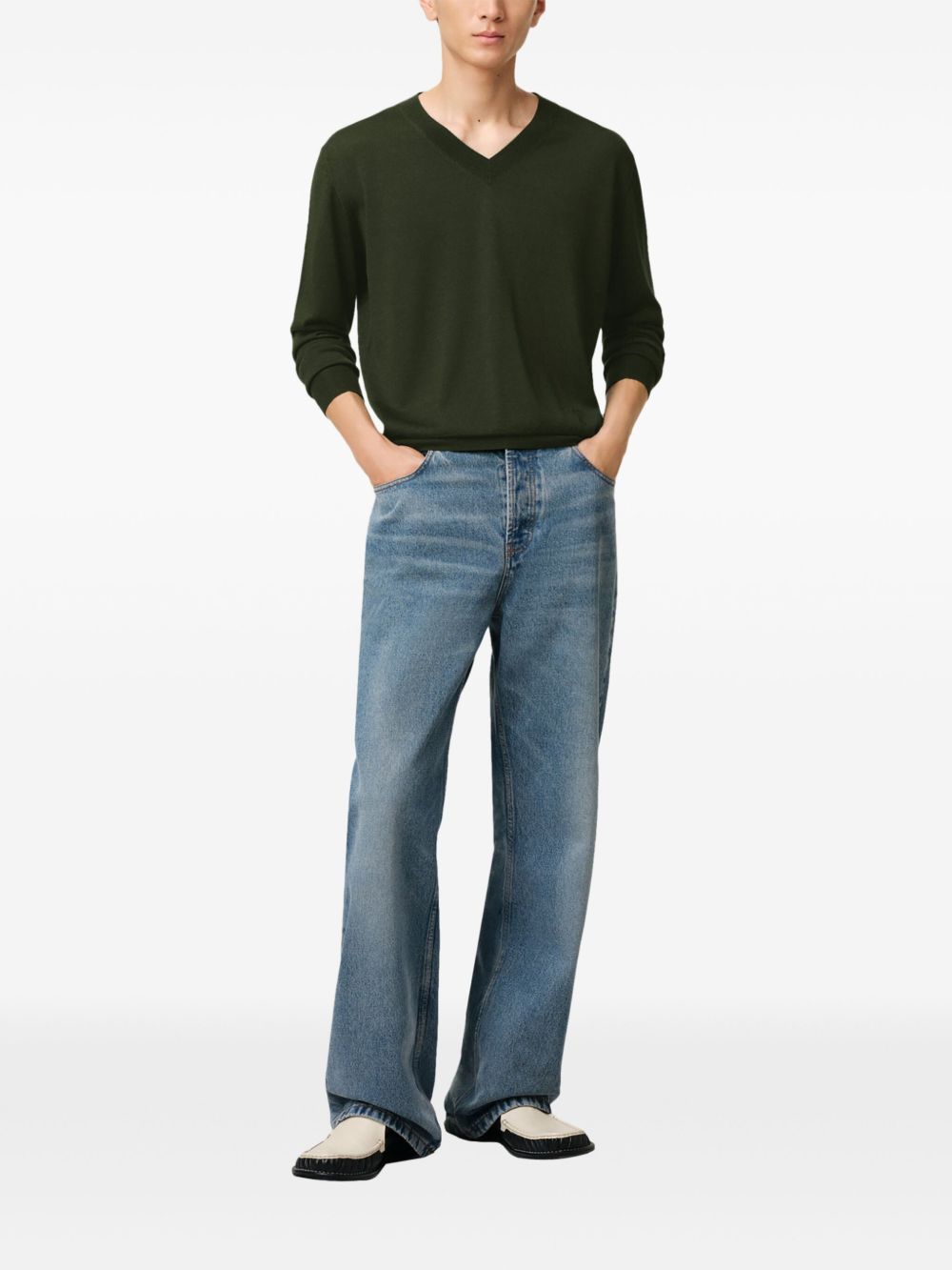 Moss Green V-Neck Sweatshirt