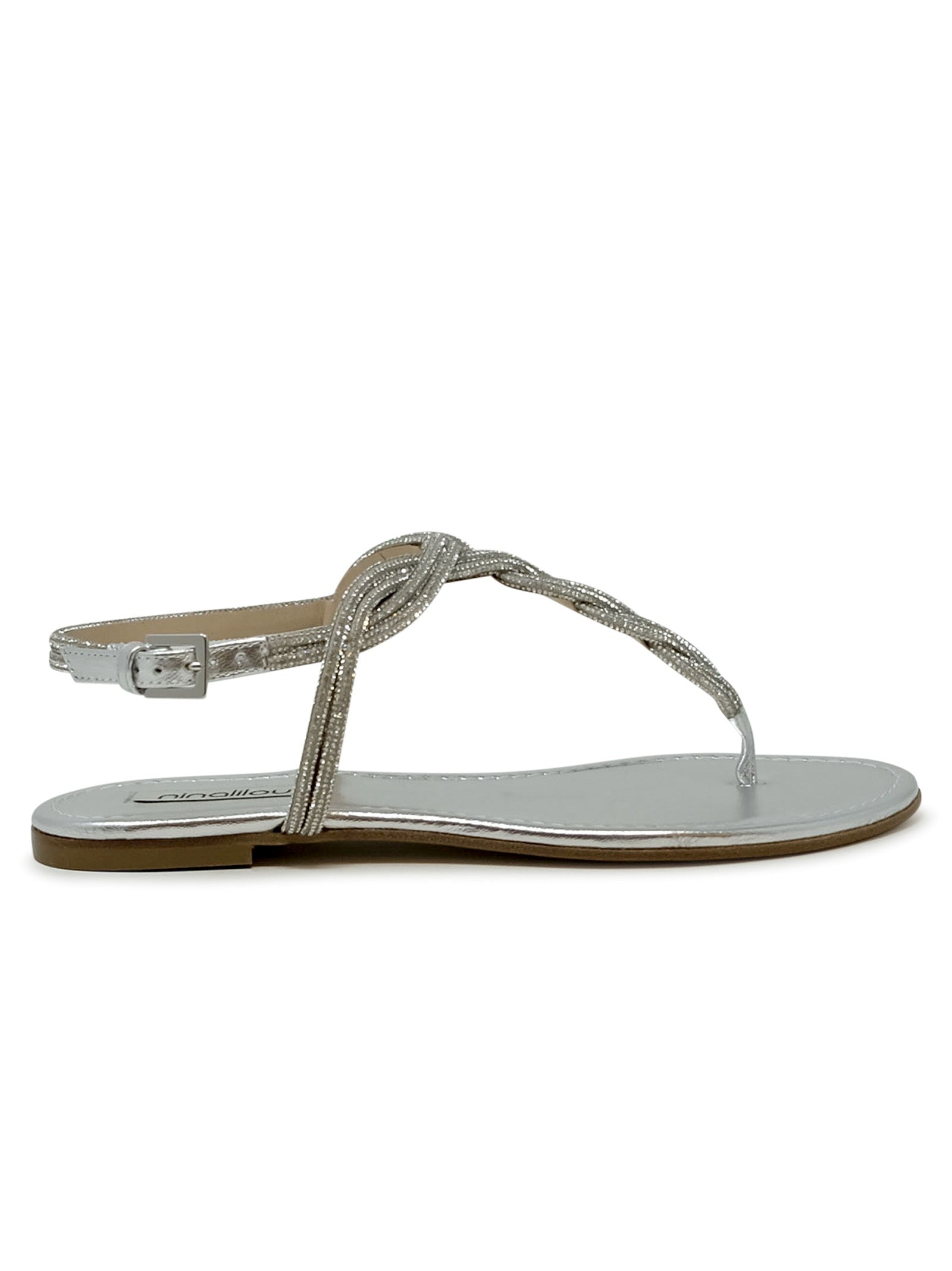 351172Fr/2 Silver Nappa Flat Sandal