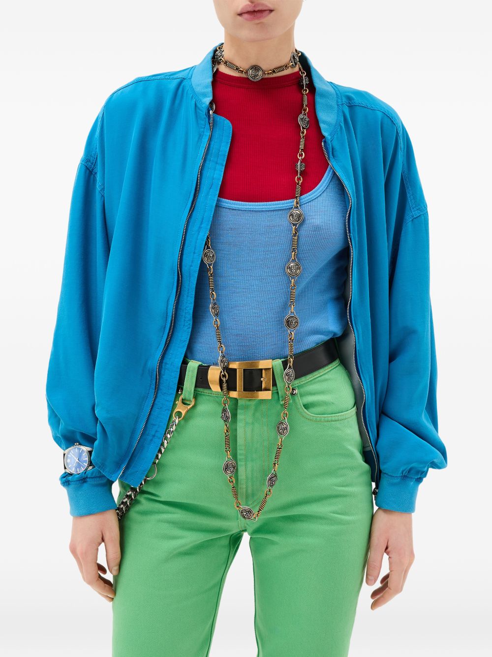 Vibrant Blue Silk And Nylon Bomber Jacket