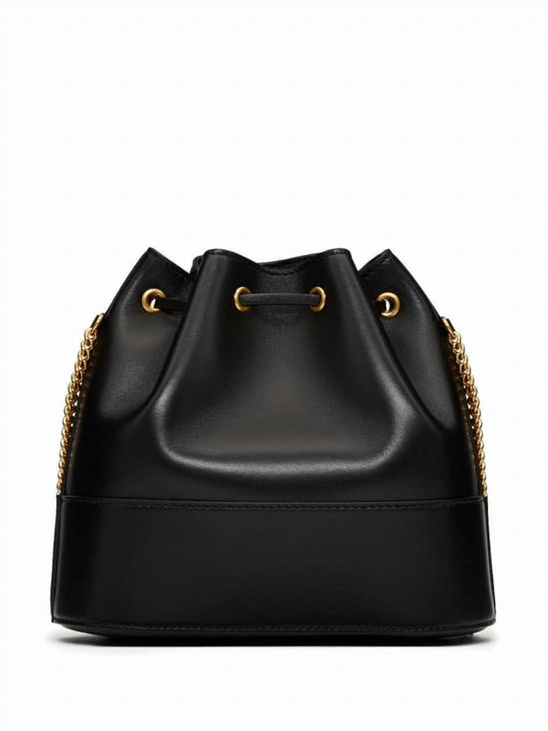 Black Leather Crossbody Bag with Gold Hardware
