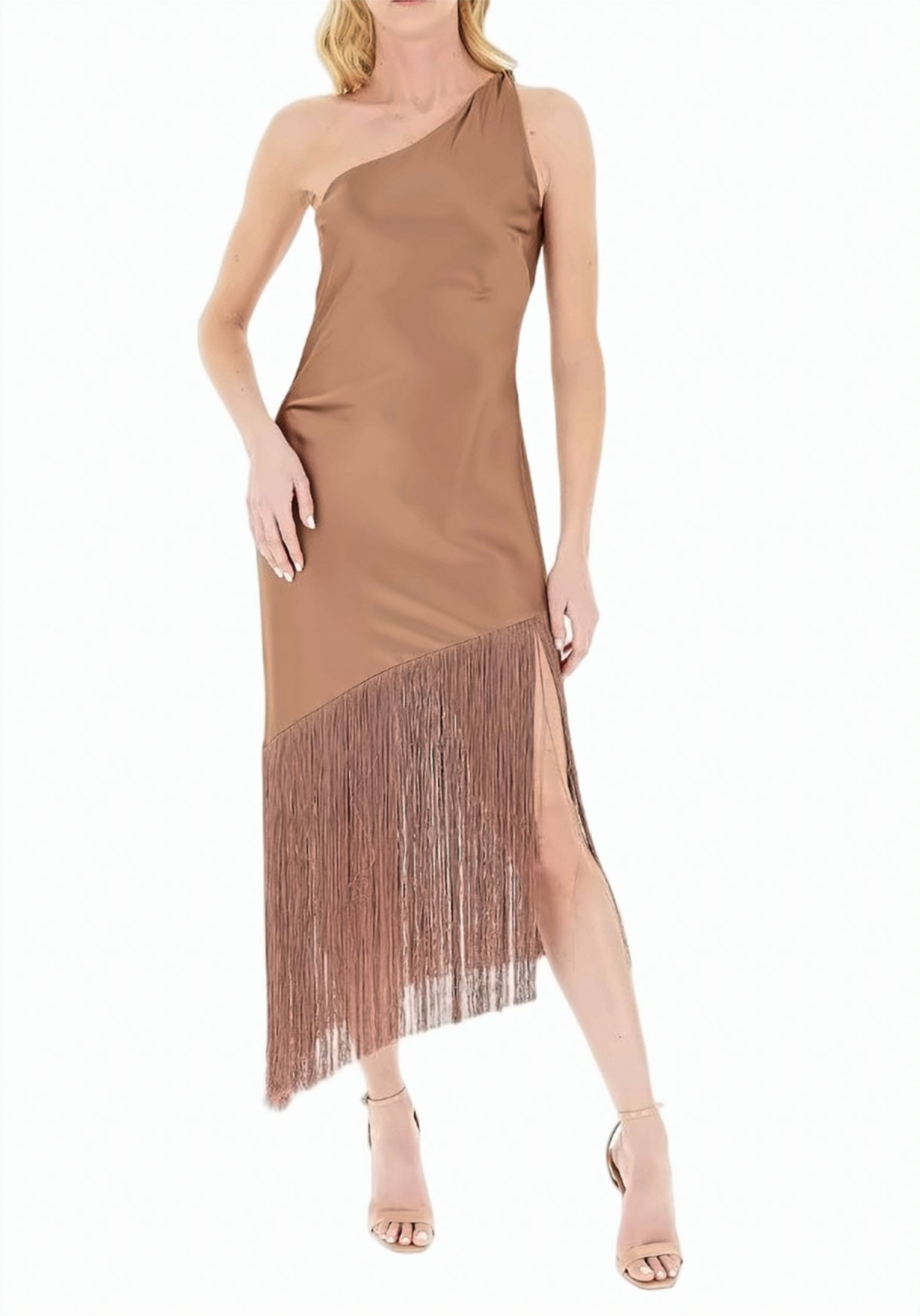 Kiwi Satin One Shoulder Dress