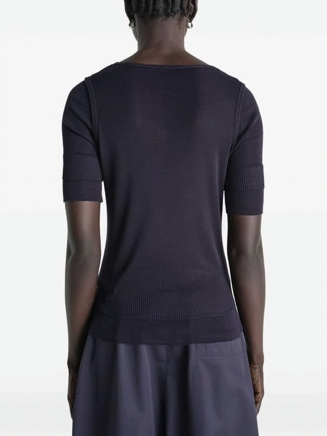 Fitted Short-Sleeve Top with Scoop Neckline