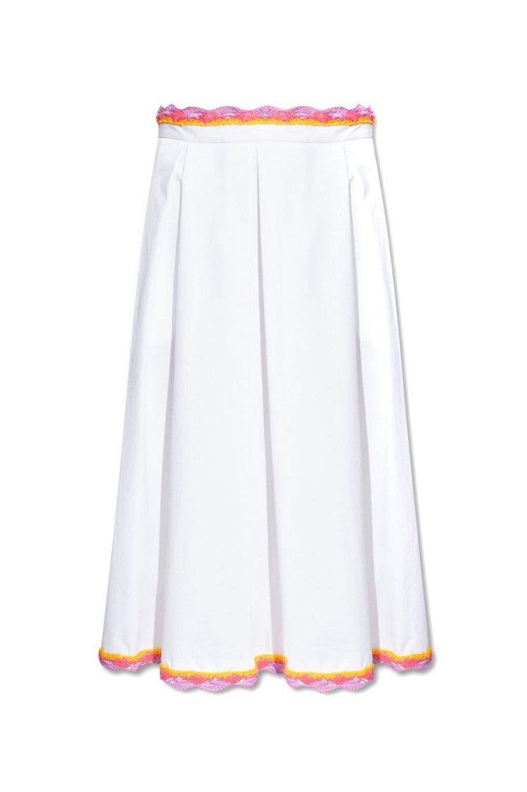 White Cotton Midi Skirt