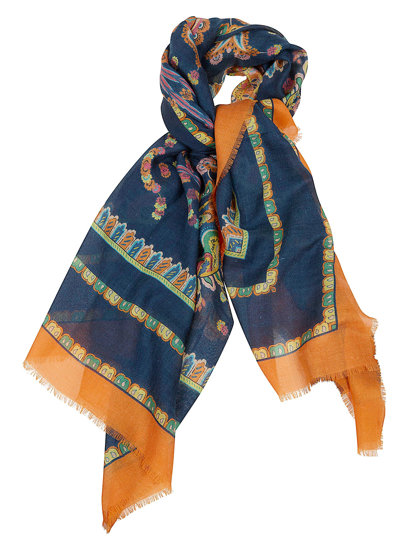 Cashmere-Silk-Wool Floral Paisley Shawl