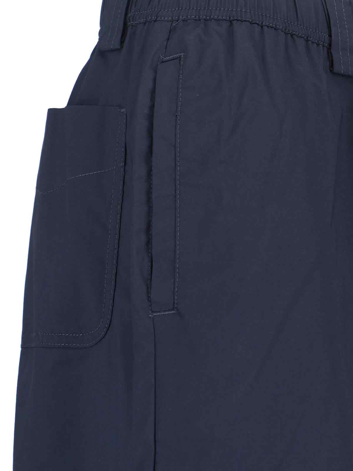 Wide Cotton Blend Trousers – Blue