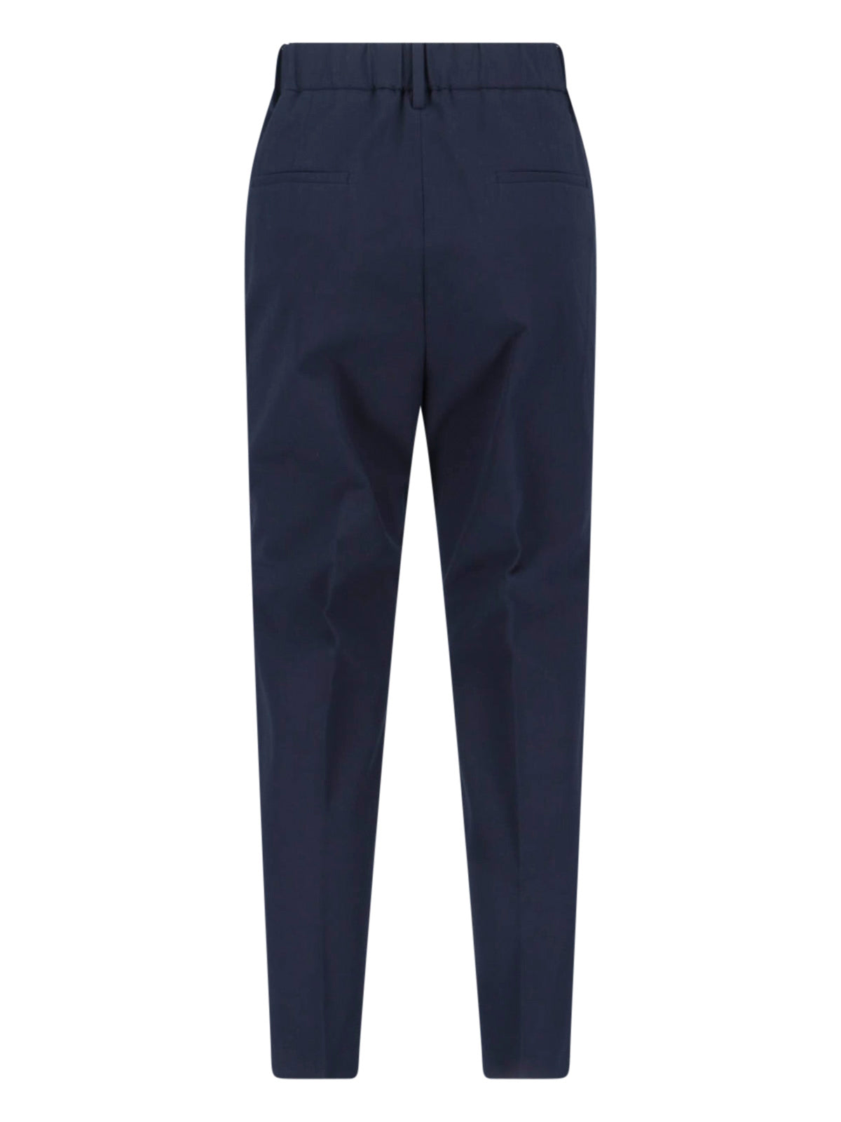 Navy Cotton Pants With Mid-Rise Waist
