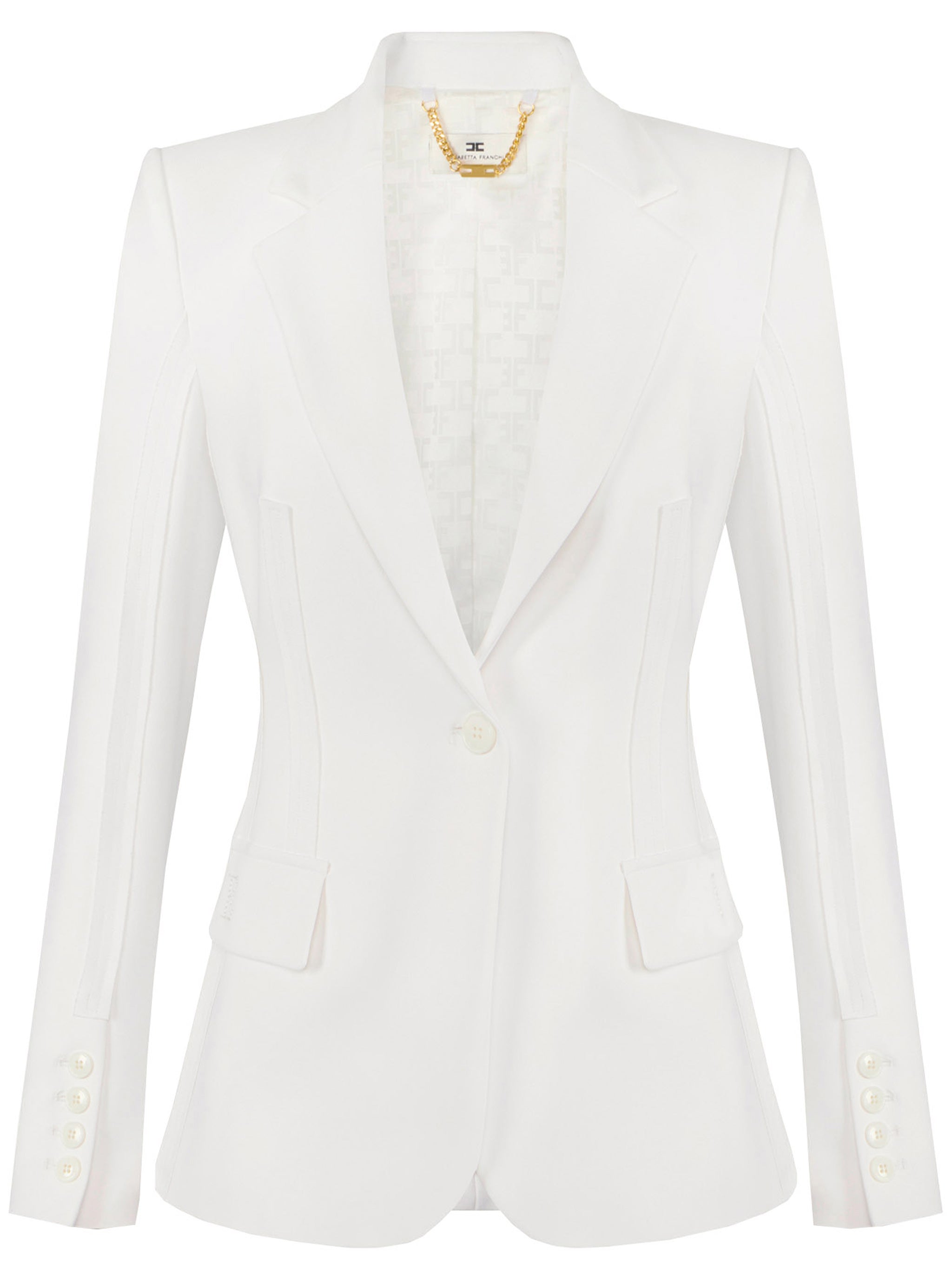 Tailored White Notch Lapel Fitted Blazer