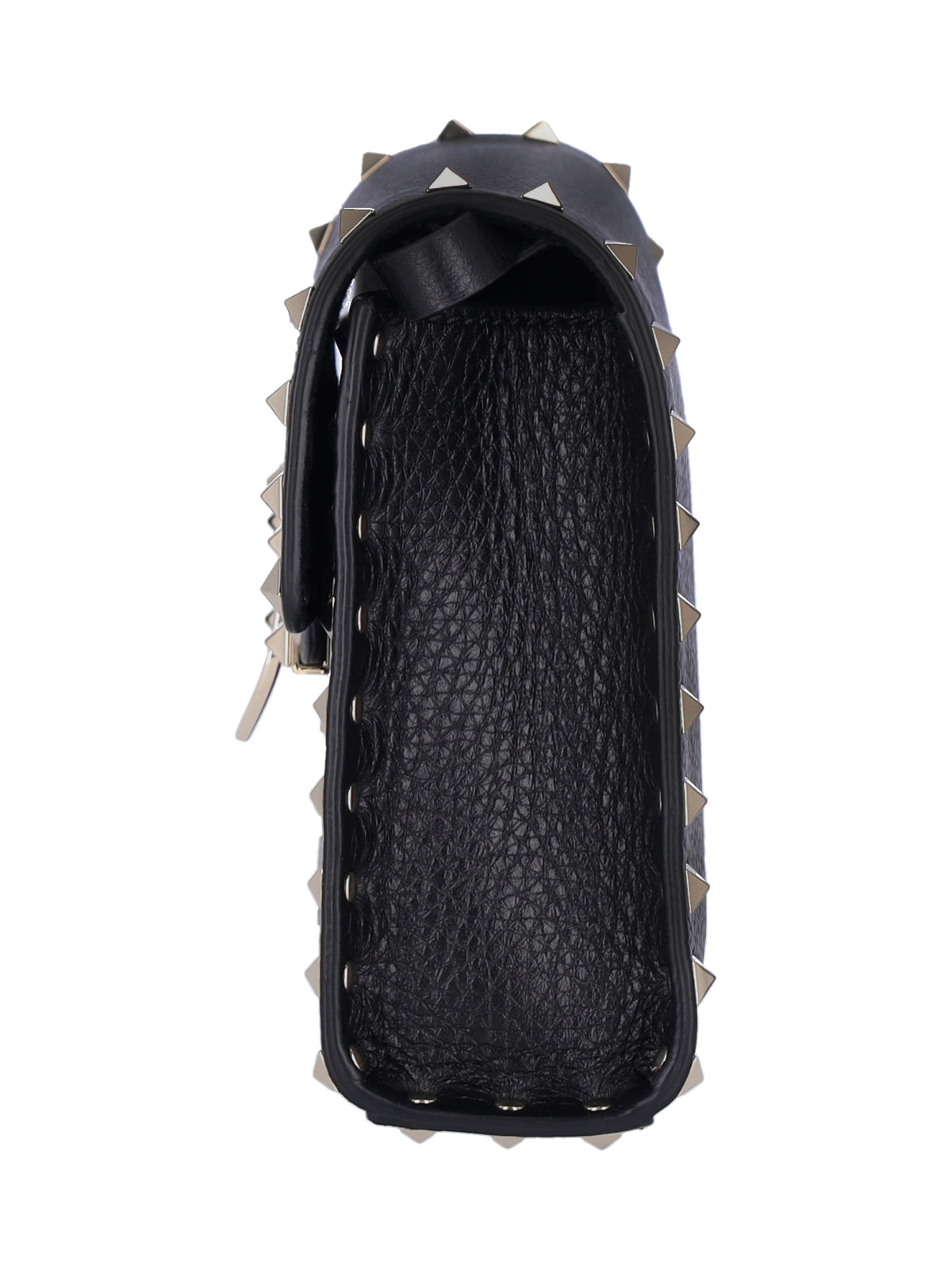 Rectangular Crossbody Bag in Black Hammered Leather